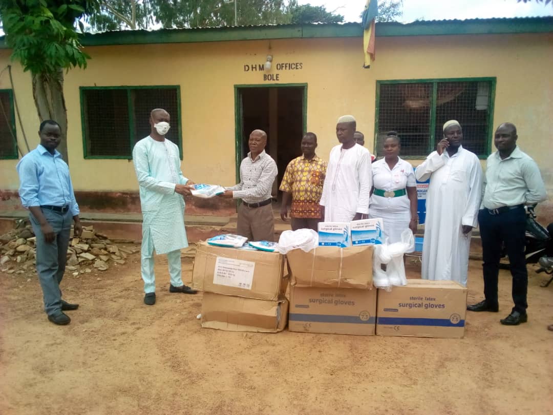 John Mahama donates PPEs to Bole Hospital.