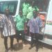 Banasco Seidu Nuhu secures ambulance for Tuna Emergency Medical Services station.