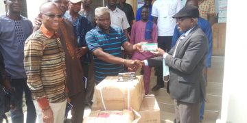 MP presents 1,080 Mathematical sets to BECE Candidates.