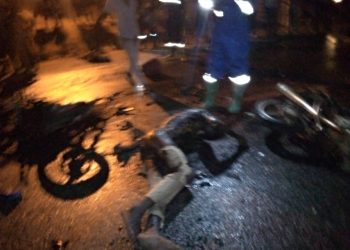 Two motor riders crash to death, two in critical condition.