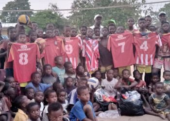 RAK Academy presents sporting kits to Gboodaa juvenile volleyball team.