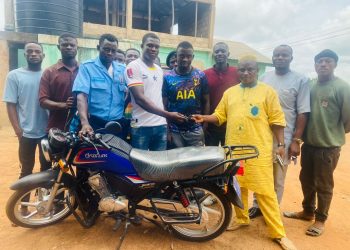 Bole-Bamboi NPP Chairman donates motor bike to NPP youth wing.