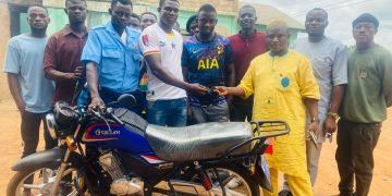 Bole-Bamboi NPP Chairman donates motor bike to NPP youth wing.