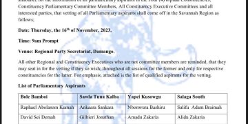 S/R NPP releases schedule for vetting of parliamentary aspirants.