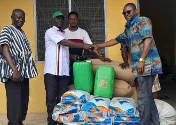 MP for Bole -Bamboi constituency presents food items and a bull to St. Anthony of Padua Senior High School.