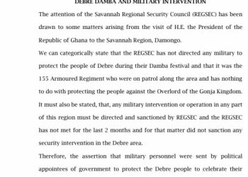Savannah Regional Security Council denies any knowledge of military intervention at Debre.