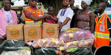 Savannah Regional Director of NADMO continues to donate relief items conflict-A  affected communities.