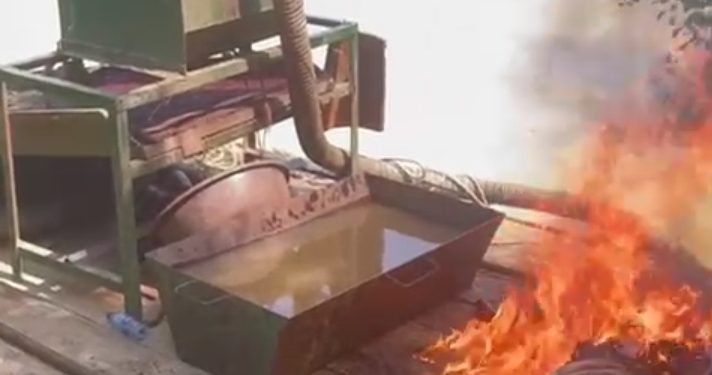 Savannah Region – Blue Water Guards destroy galamsey equipment on Black Volta at Kpali